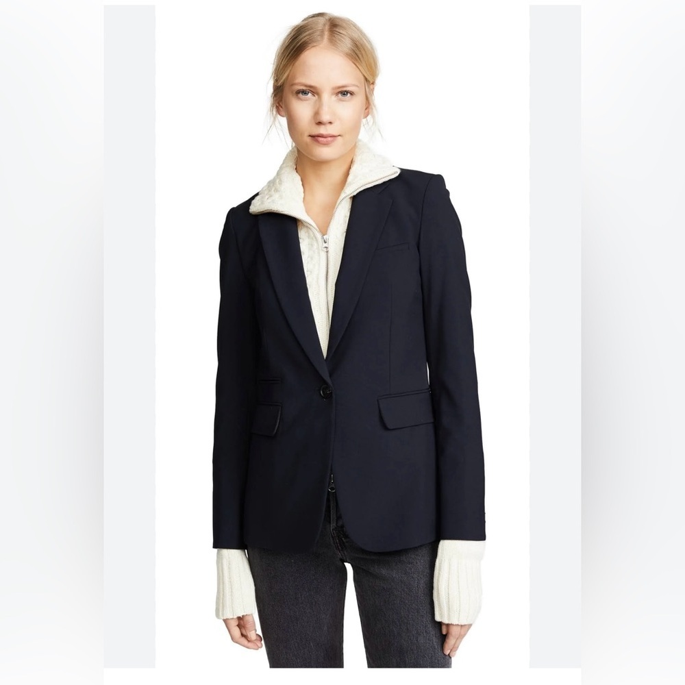 NWOT Veronica Beard Scuba Classic Blazer W Dickey Insert And Cuffs Size 4 - Picture 12 of 12